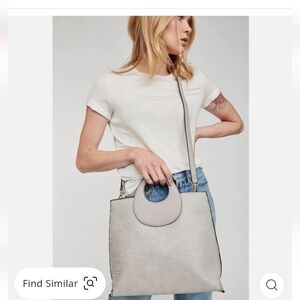 Moda Luxe Sienna tote grey. Vegan woven leather. NWOT.